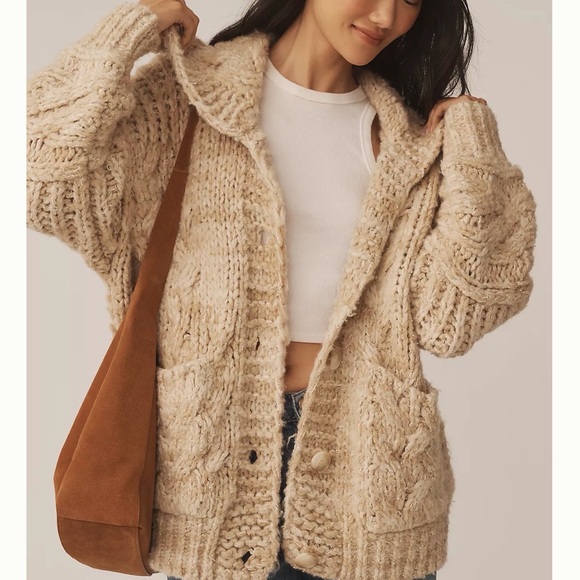 Pilcro Sweaters - Pilcro Oversized Cable Knit Cardigan Sweater